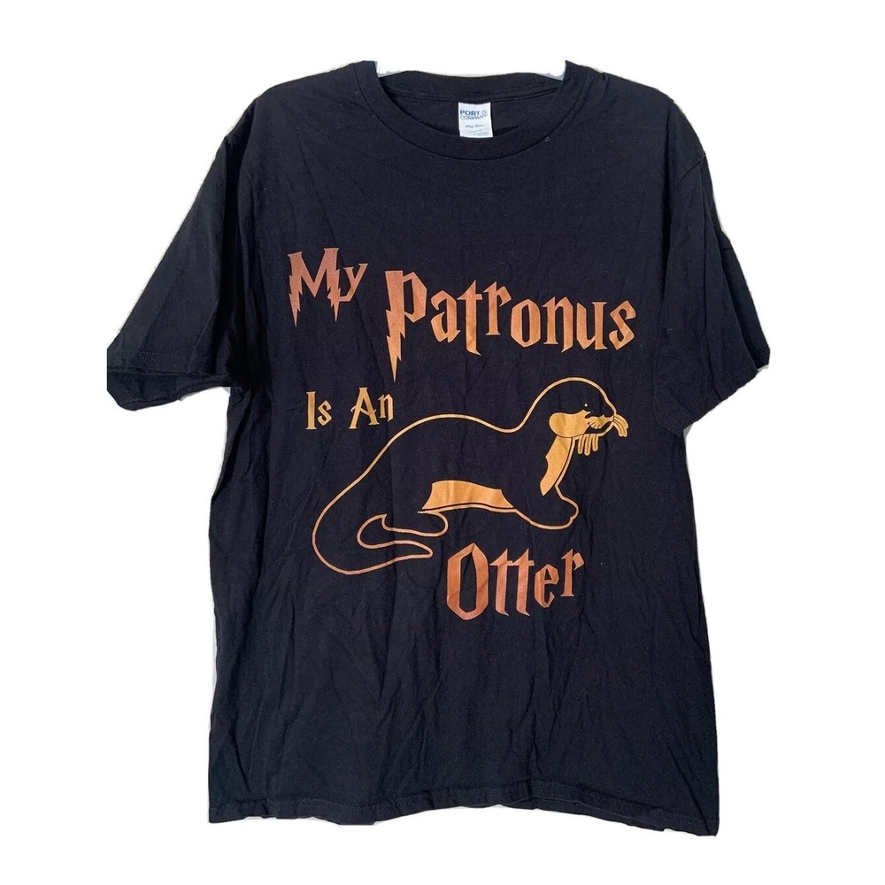 PORT AND COMPANY HARRY POTTER WOMENS T SHIRT SIZE L "My Patronus Is An Otter" BZ